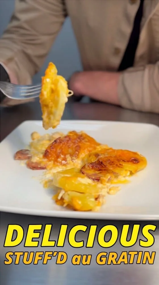 The finished Stuffed Au Gratin, baked golden